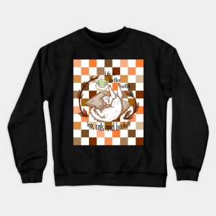 Life is better with tea, cats and books - White cat checkers Crewneck Sweatshirt